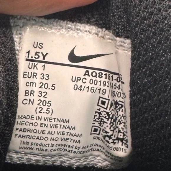 Nike Vapor FastFlex Baseball Cleats Youth Size 1.5Y Athletic Black White Shoes - Picture 6 of 7